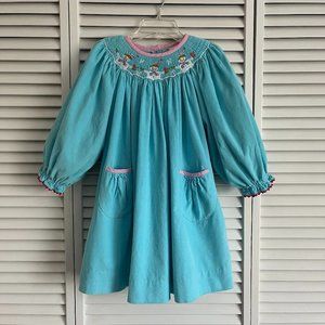 Shrimp & Grits Kids snowman & snowflake corduroy smocked dress girl’s size 3T